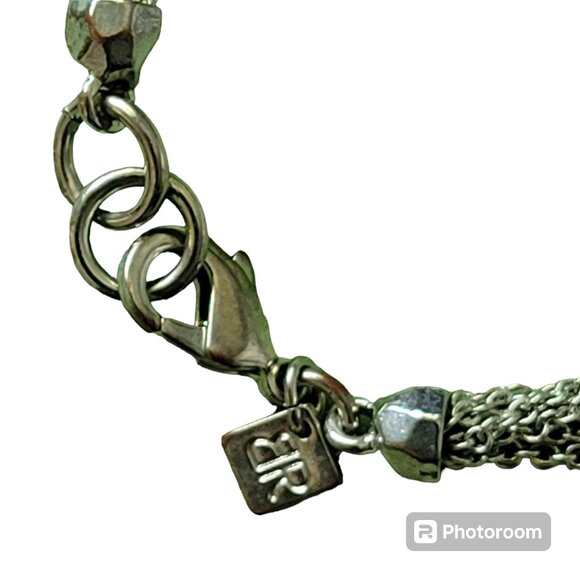 BR Silver Tone Ringed Rhinestone Bracelet with Lobster Clasp - Picture 5 of 9